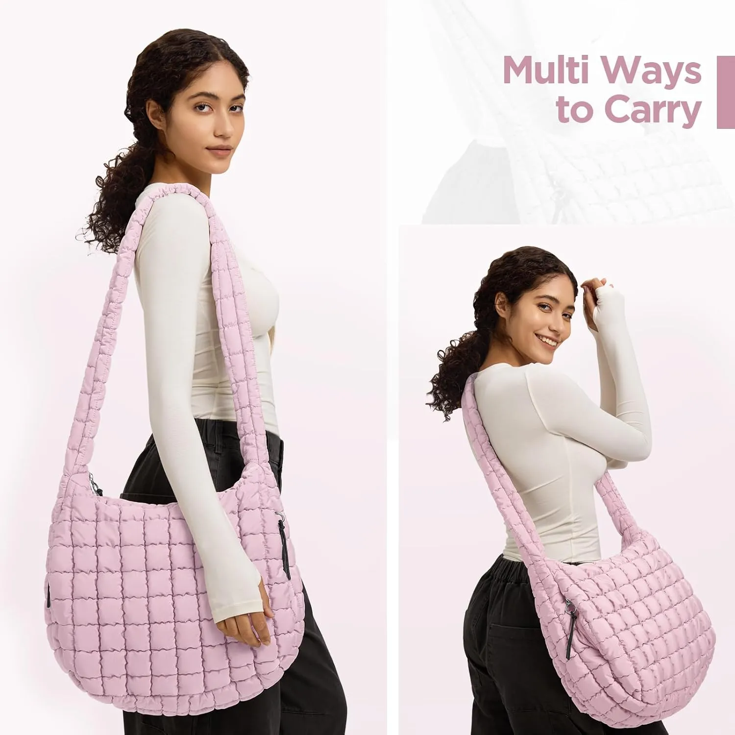 Puffer Tote Bag for Women Large Quilted Tote Bag Quilted Carryall Bag Soft Puffy Crossbody Bag Hobo Handbags Puff Purse