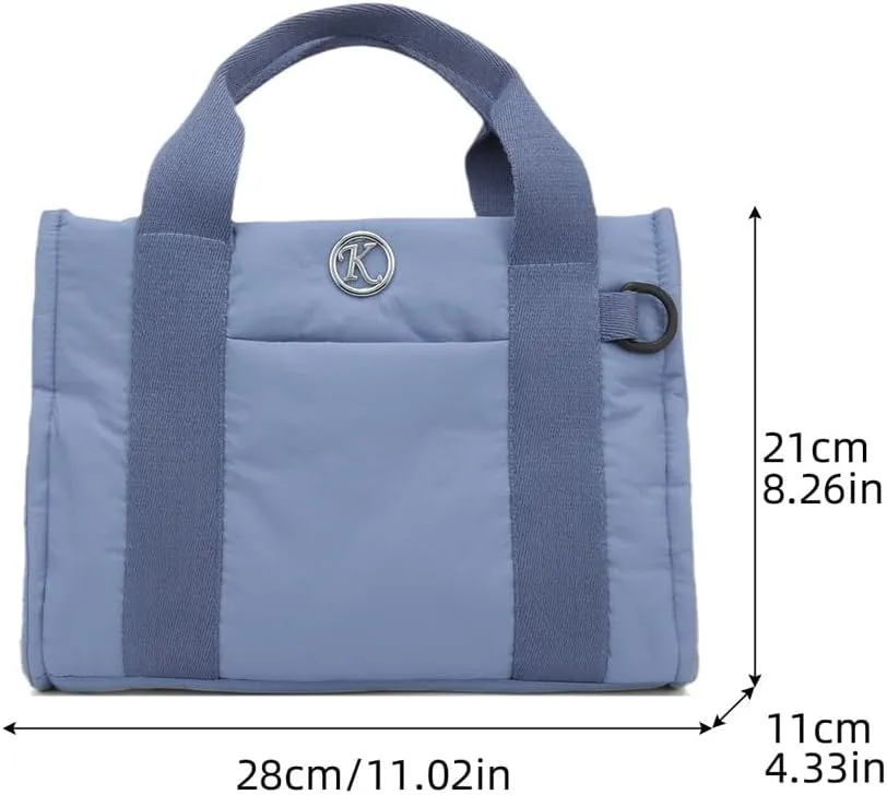 Puffer Tote Bag for Women Quilted Crossbody Bag Puffy Shoulder Handbag Lightweight Trendy Puffer Purse for Work Travel