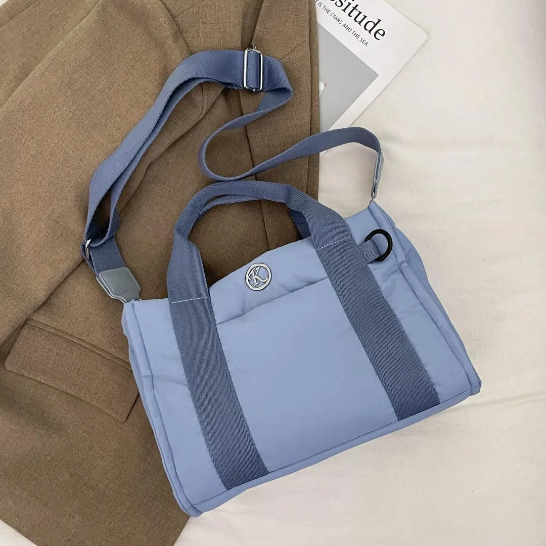 Puffer Tote Bag for Women Quilted Crossbody Bag Puffy Shoulder Handbag Lightweight Trendy Puffer Purse for Work Travel