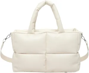 Puffy Handbags Tote Quilted Shoulder Crossbody Bag for Women Soft Vegan Leather Padded Purse