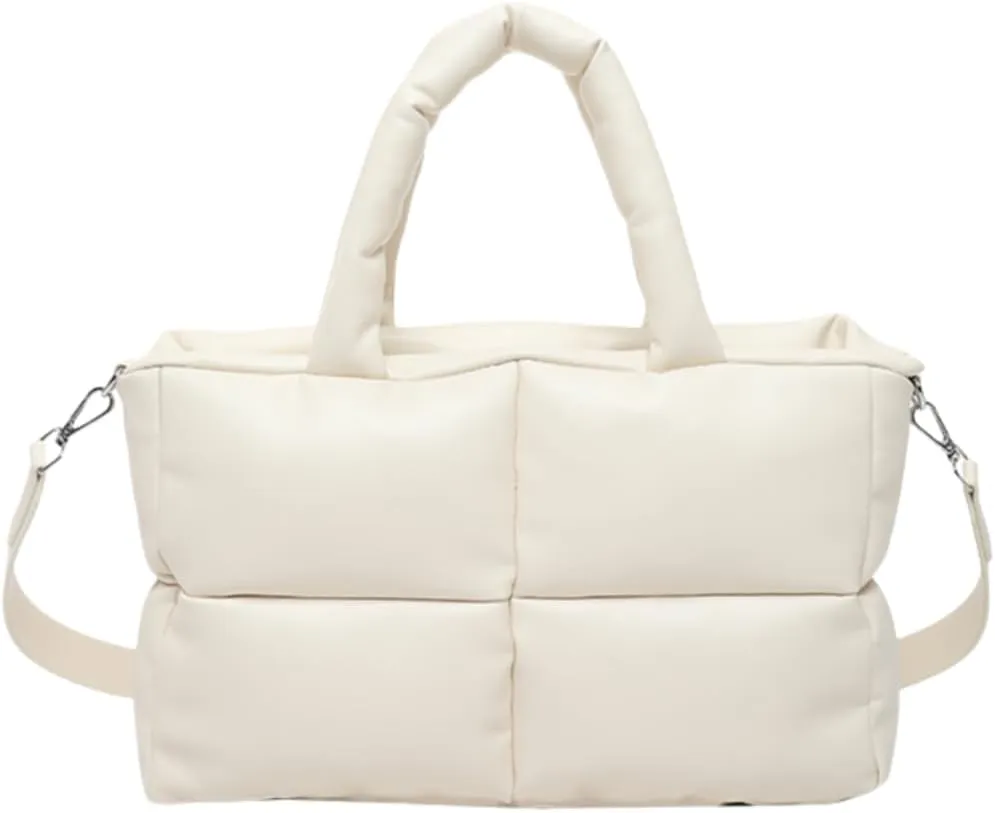 Puffy Handbags Tote Quilted Shoulder Crossbody Bag for Women Soft Vegan Leather Padded Purse