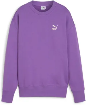 PUMA Womens Better Classics Relaxed Logo Crew Neck Sweatshirt Casual - Purple - Size L