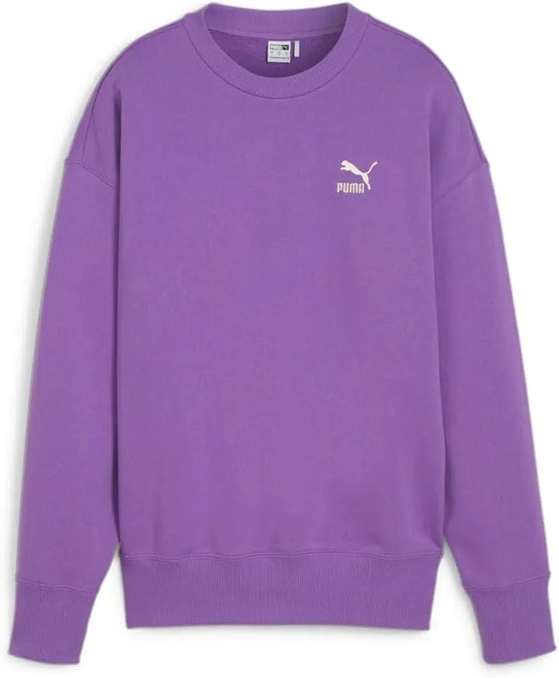 PUMA Womens Better Classics Relaxed Logo Crew Neck Sweatshirt Casual - Purple - Size XS