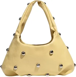 Punk Rock Studded Leather Hobo Handbags for Women Silver Studs Y2k Shoulder Purse Trendy Purses 2025