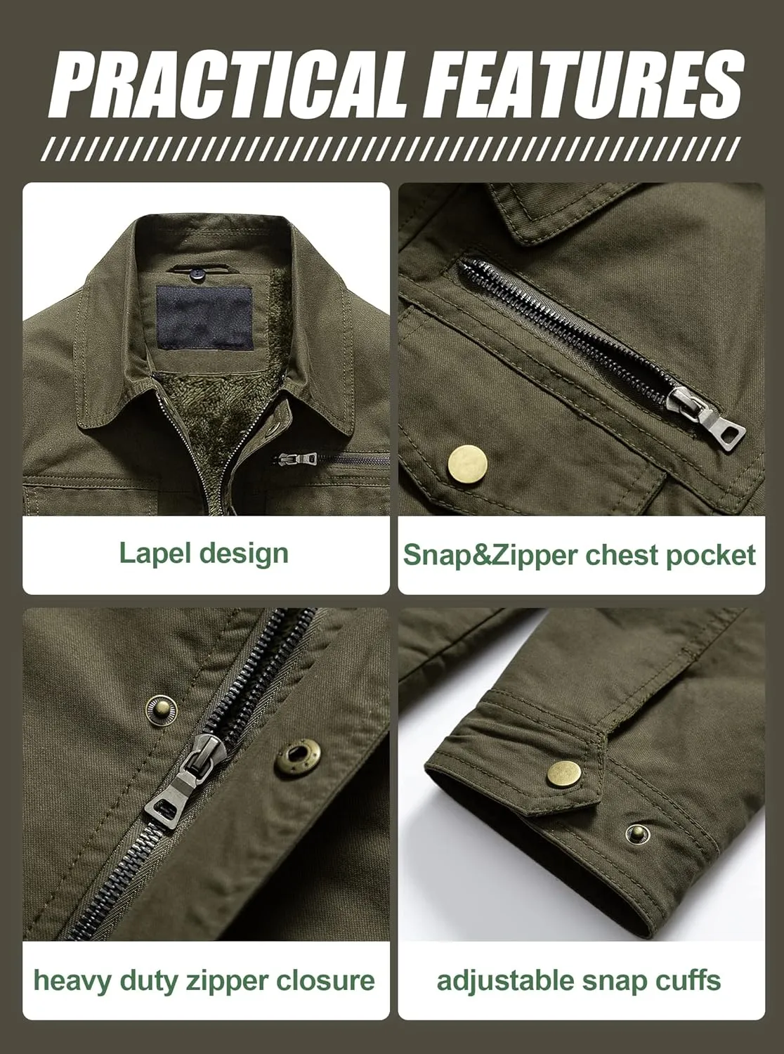 Pursky Men's Canvas Cotton Military Casual Field Jacket Outerwear With Removable Hood