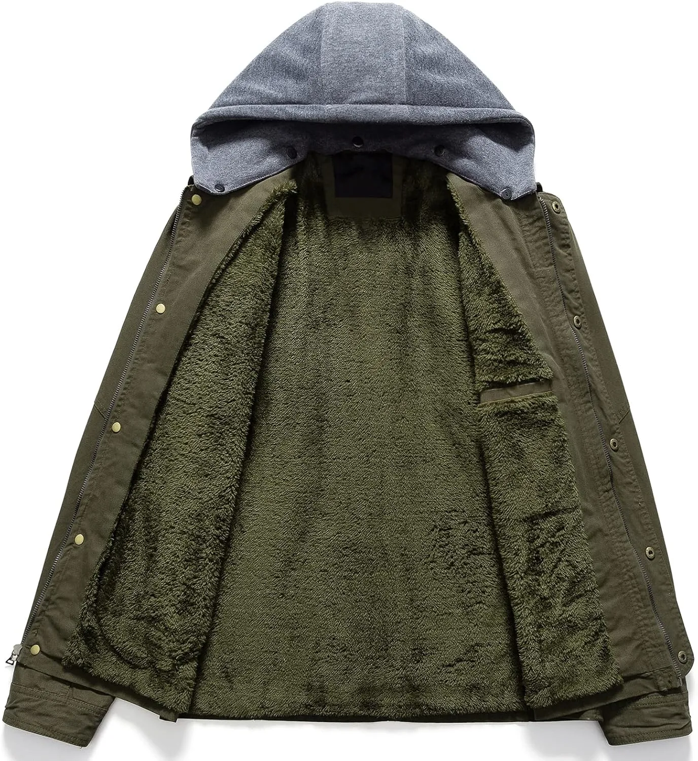 Pursky Men's Canvas Cotton Military Casual Field Jacket Outerwear With Removable Hood