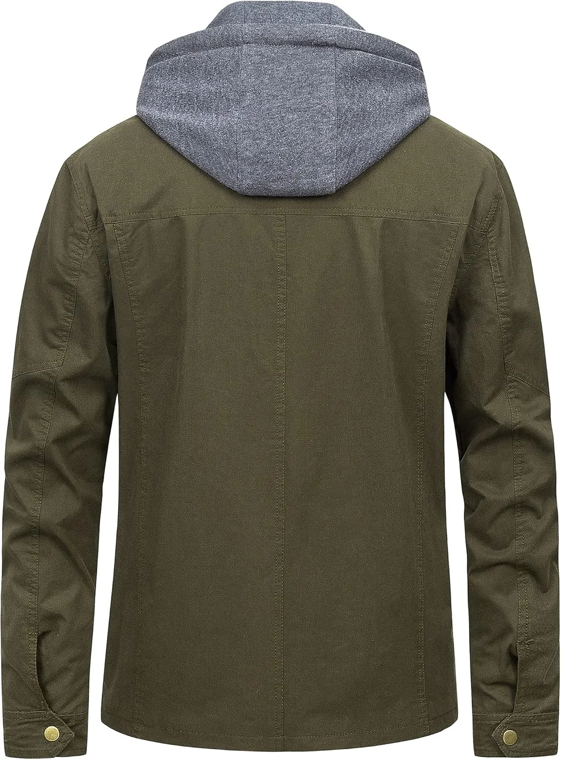Pursky Men's Canvas Cotton Military Casual Field Jacket Outerwear With Removable Hood