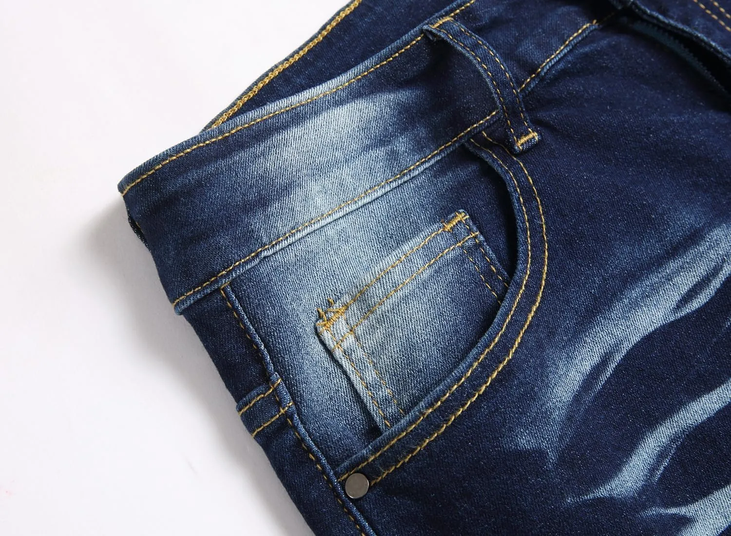 QIMYUM Mens Ripped Jeans, Distressed Destroyed Slim Fit Straight Leg Denim Pants