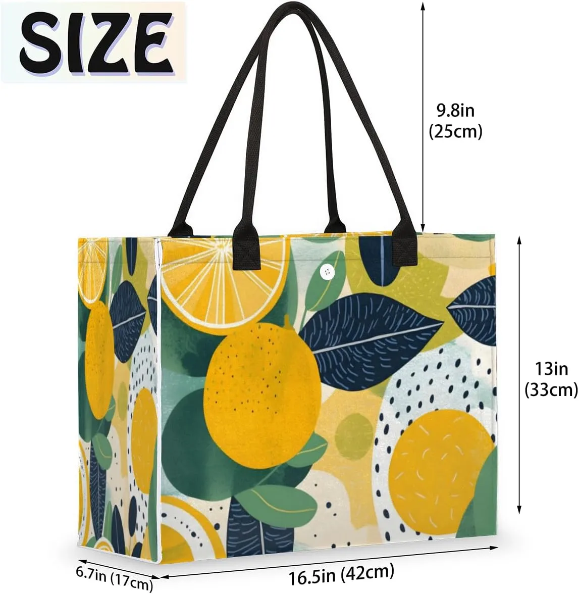 QsirBC Foods Lemon Tote Bag for Women Shoulder Bags with Pockets Handbags Purses Large Totes