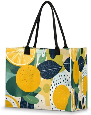 QsirBC Foods Lemon Tote Bag for Women Shoulder Bags with Pockets Handbags Purses Large Totes