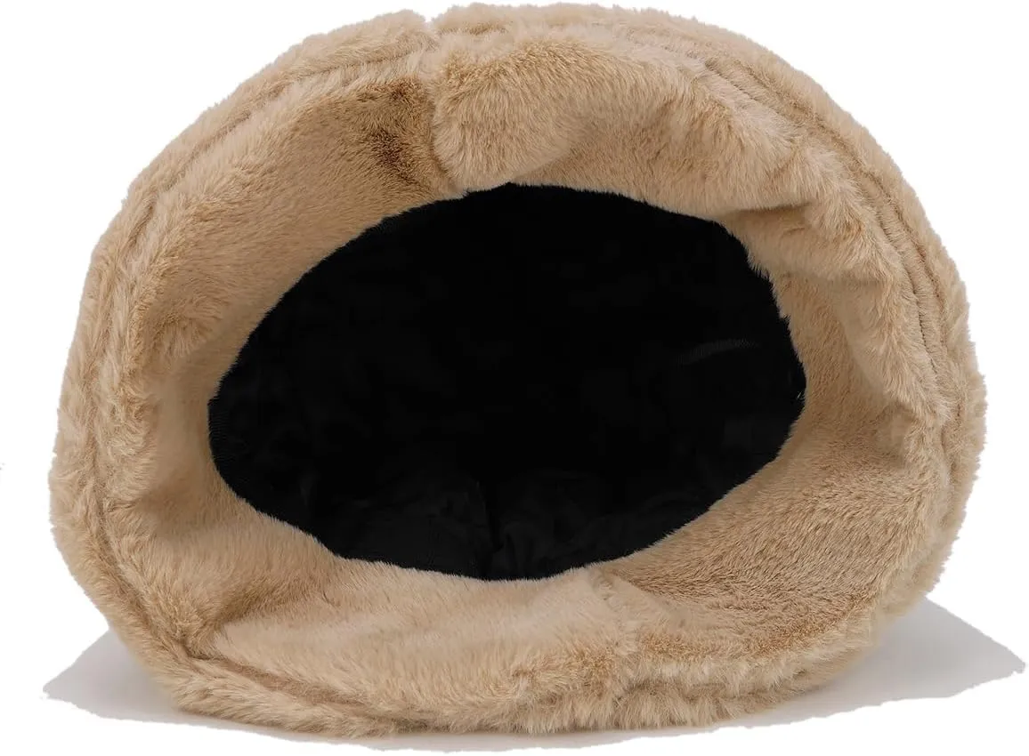 Quanhaigou Winter Faux Fur Bucket Hat,Fuzzy Warm Hat for Women Men, Fluffy Fisherman Cap