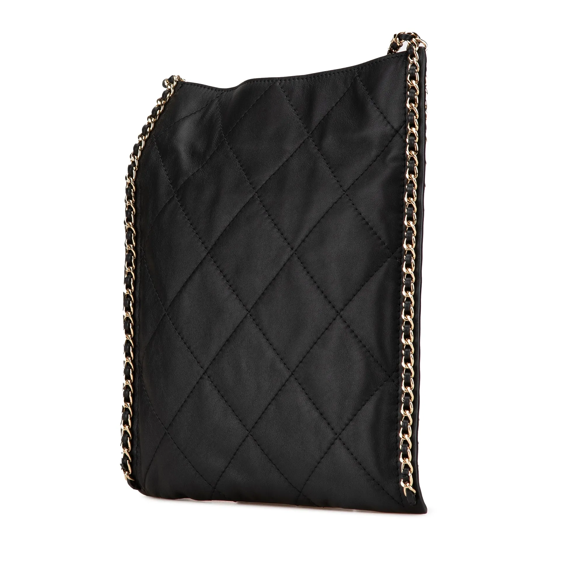 Quilted Calfskin Chain Flat Shoulder Bag