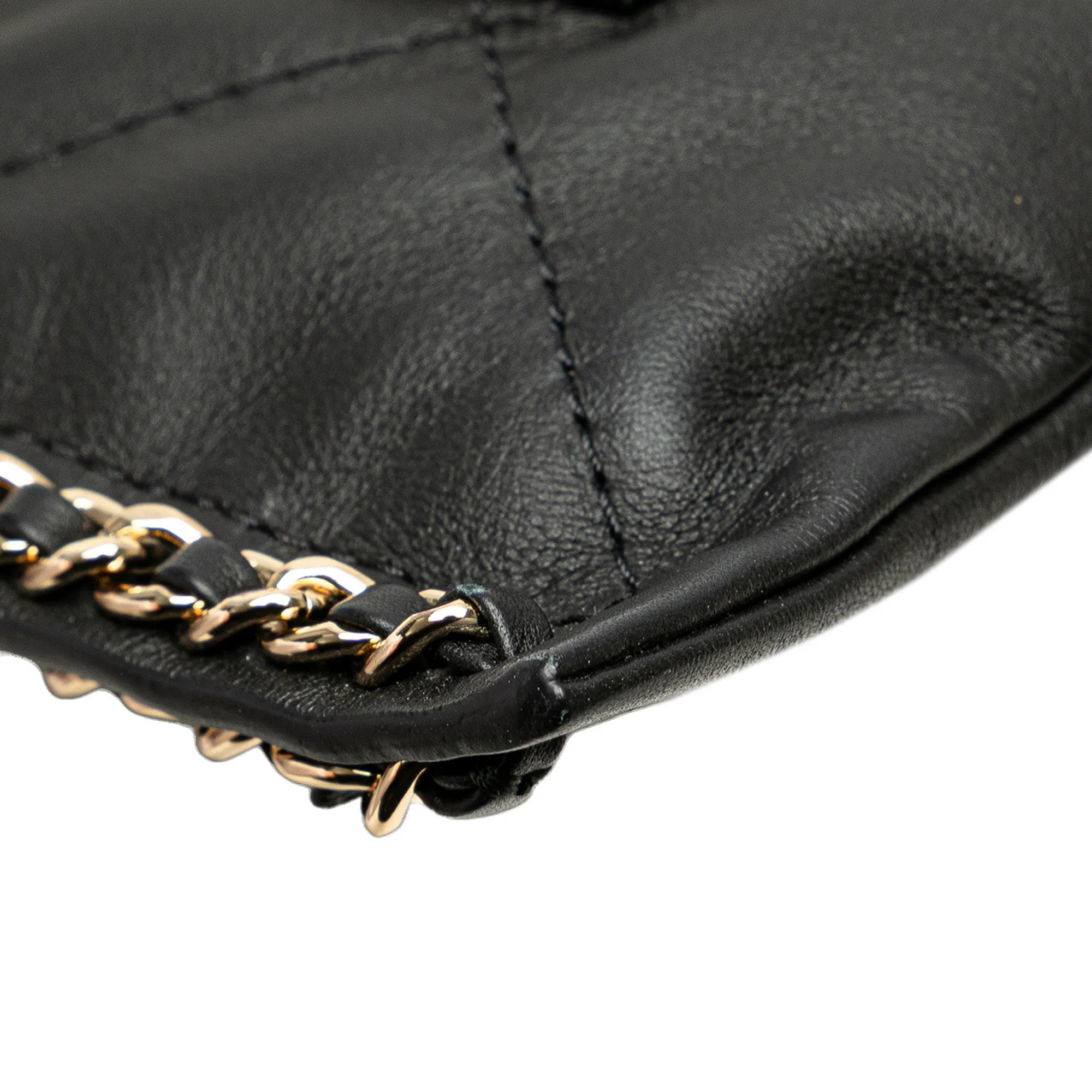 Quilted Calfskin Chain Flat Shoulder Bag