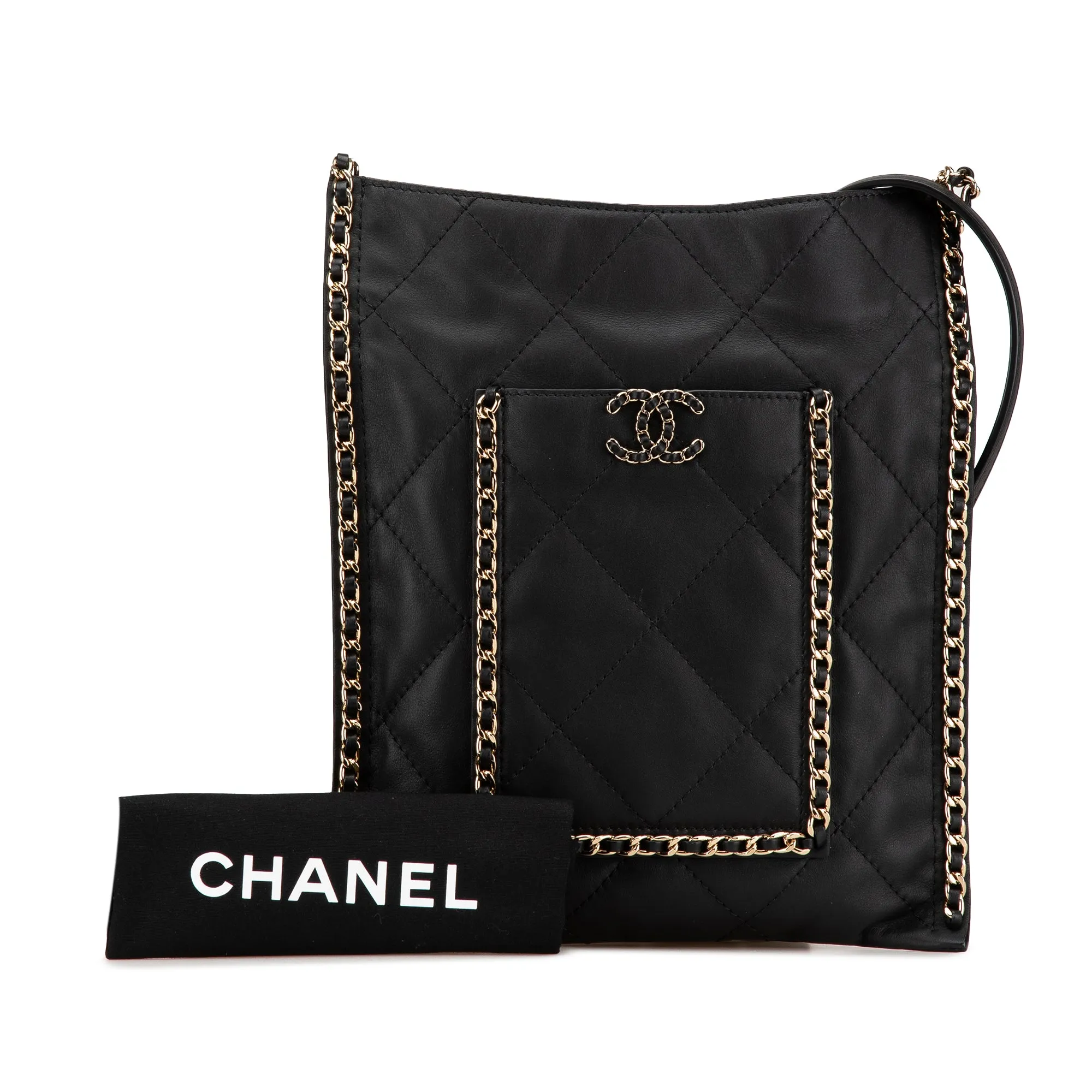 Quilted Calfskin Chain Flat Shoulder Bag