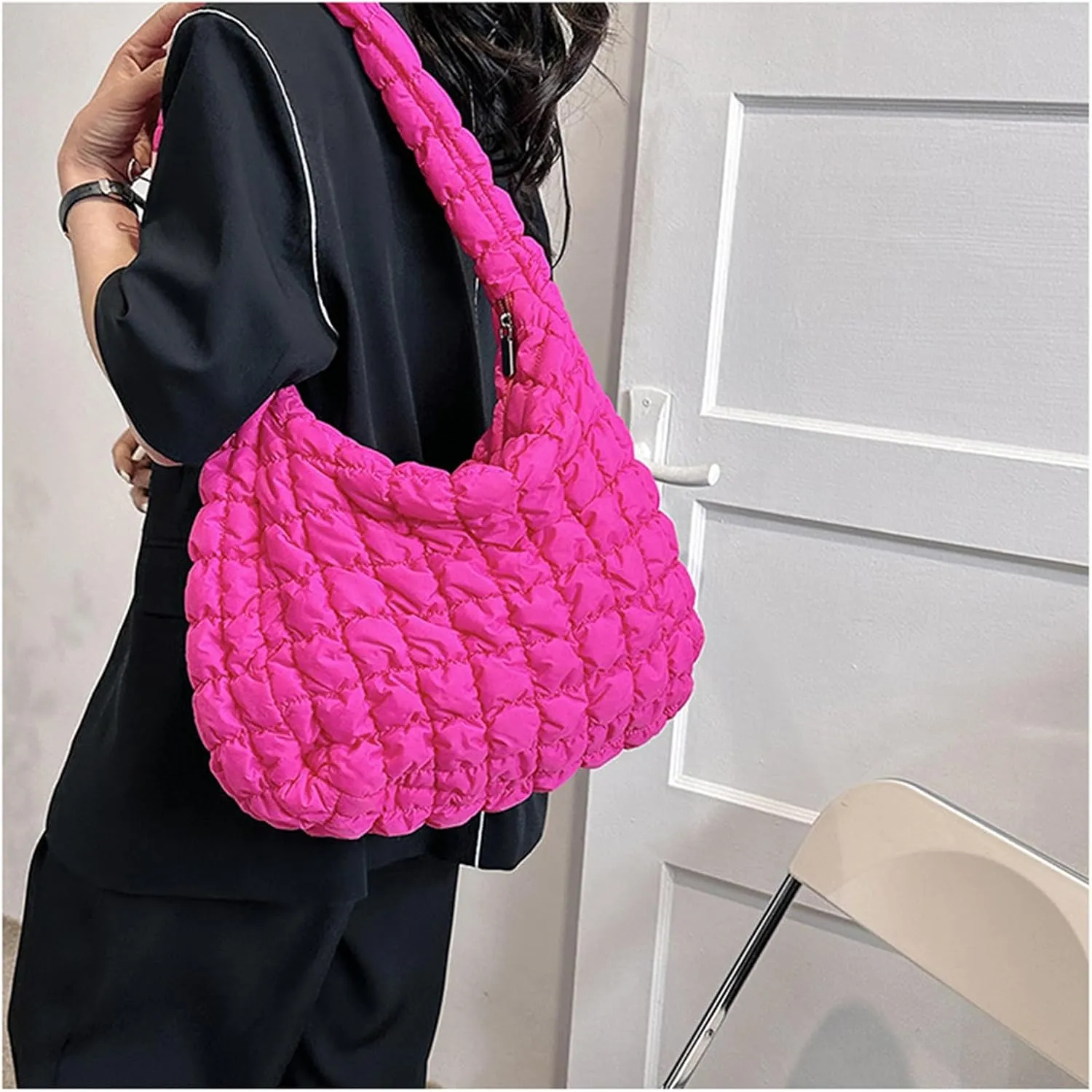 Quilted Crossbody Bag Women 2025 Puffer Tote Large Carryall Nylon Puffy Shoulder Pleated Cloud Bubble Messenger Bag