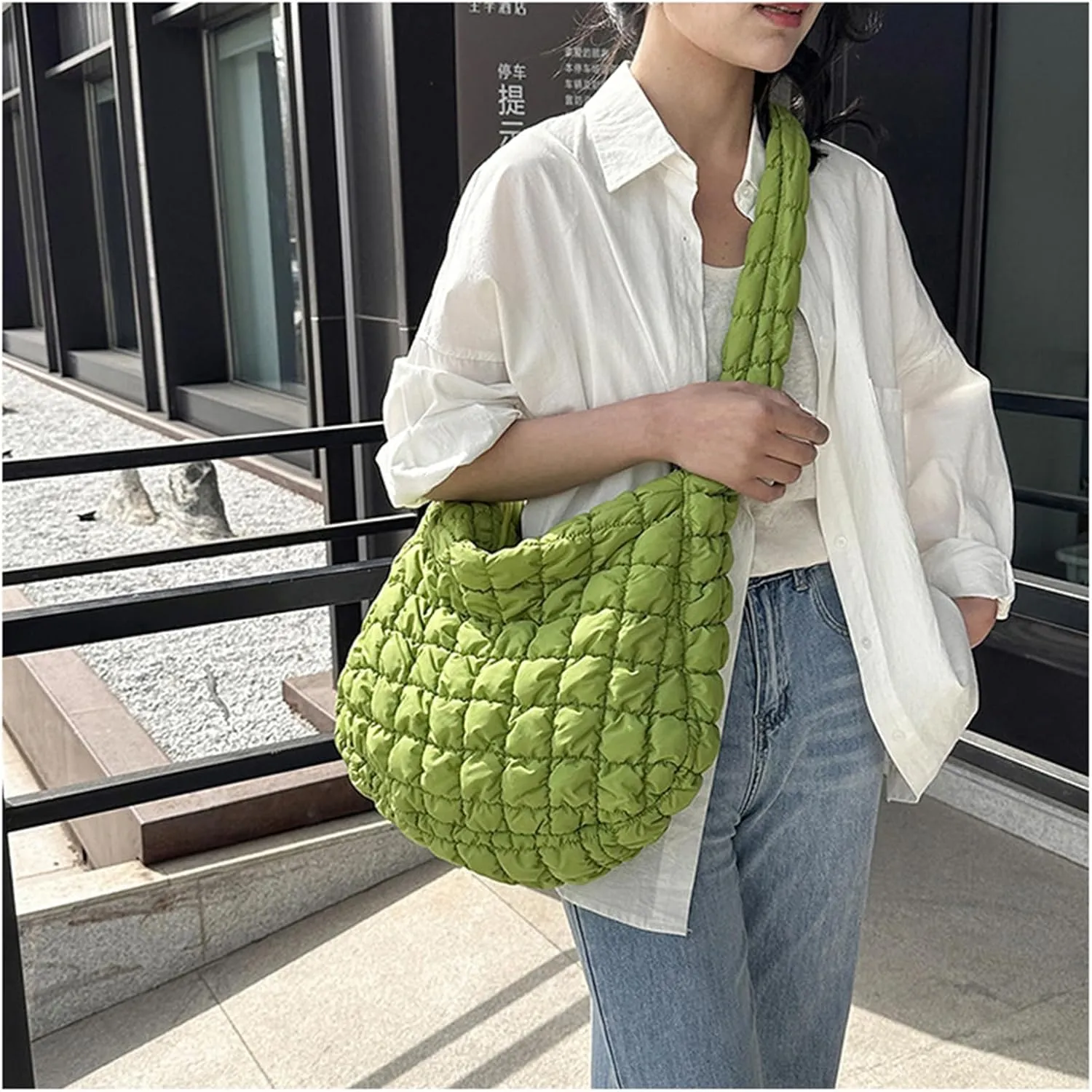 Quilted Crossbody Bag Women 2025 Puffer Tote Large Carryall Nylon Puffy Shoulder Pleated Cloud Bubble Messenger Bag