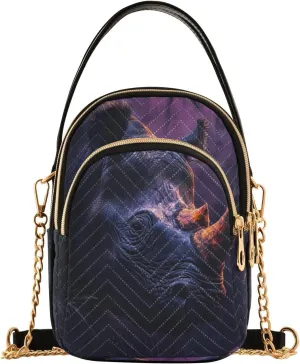 Quilted Crossbody Bags for Women Trendy, Black Rhinoceros Small Shoulder Handbags Leather Purse for Women Cross Body Purses