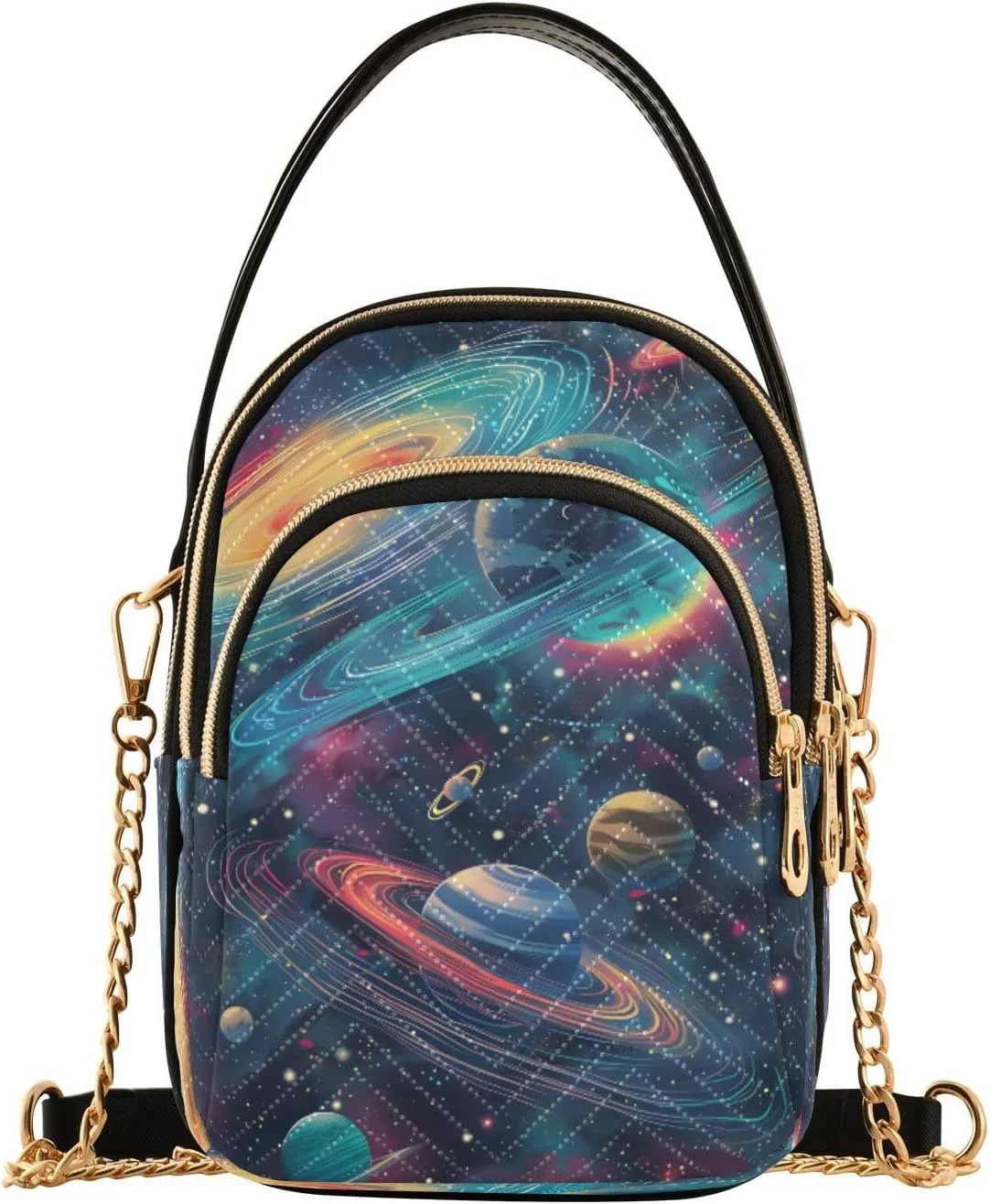 Quilted Crossbody Bags for Women,Card with Cosmos Space Women's Crossbody Handbags Small Travel Purses Phone Bag