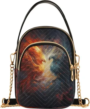 Quilted Crossbody Bags for Women,Phoenix Battle Fire Flaming Women's Crossbody Handbags Small Travel Purses Phone Bag