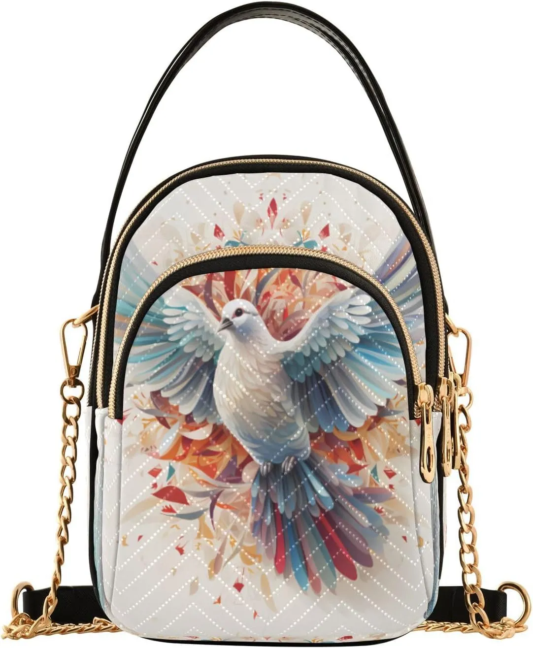 Quilted Crossbody Bags for Women,Pigeon Flying Women's Crossbody Handbags Small Travel Purses Phone Bag