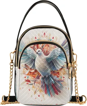 Quilted Crossbody Bags for Women,Pigeon Flying Women's Crossbody Handbags Small Travel Purses Phone Bag