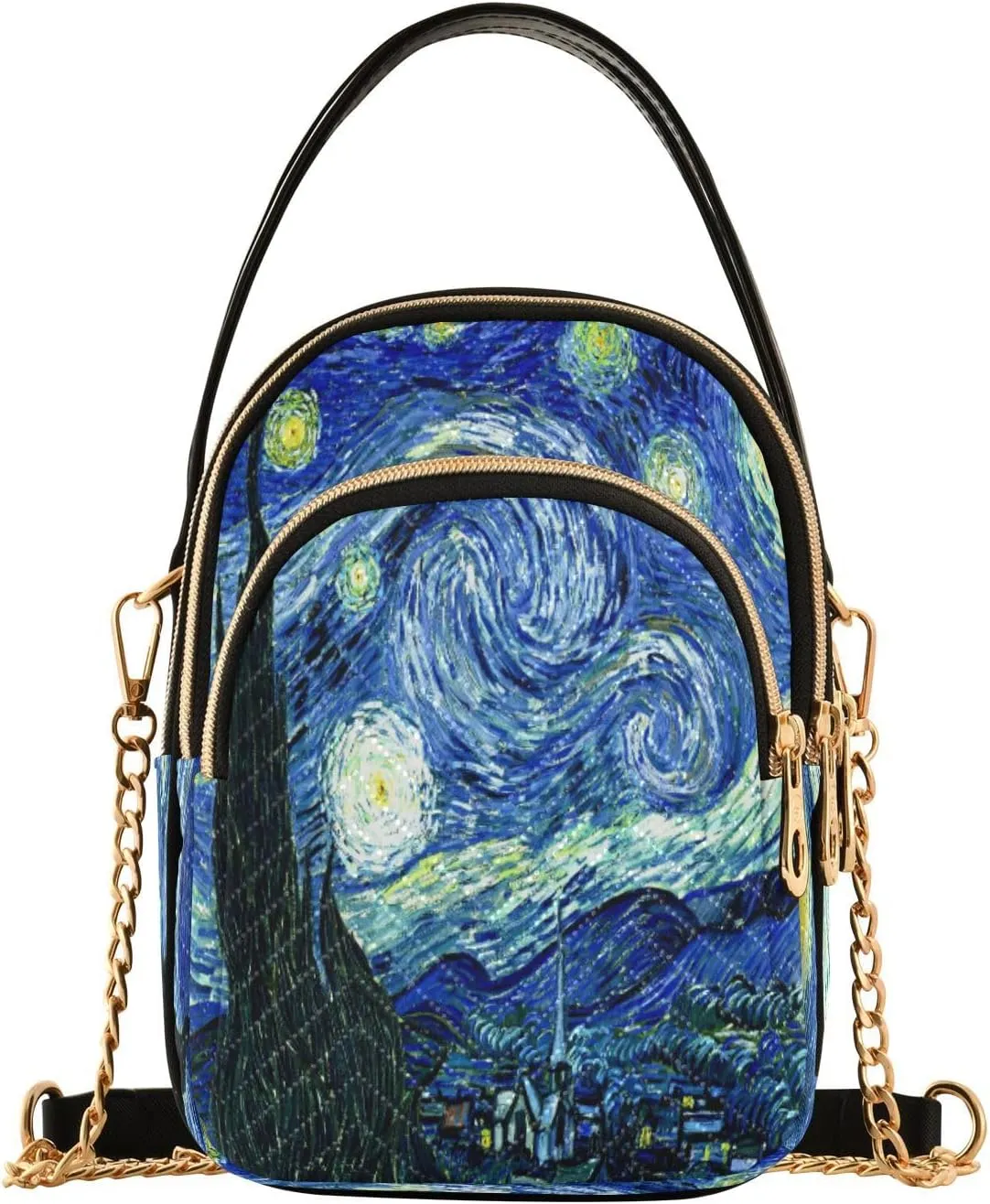 Quilted Crossbody Bags for Women,Vincent Van Gogh Starry Night Women's Crossbody Handbags Small Travel Purses Phone Bag