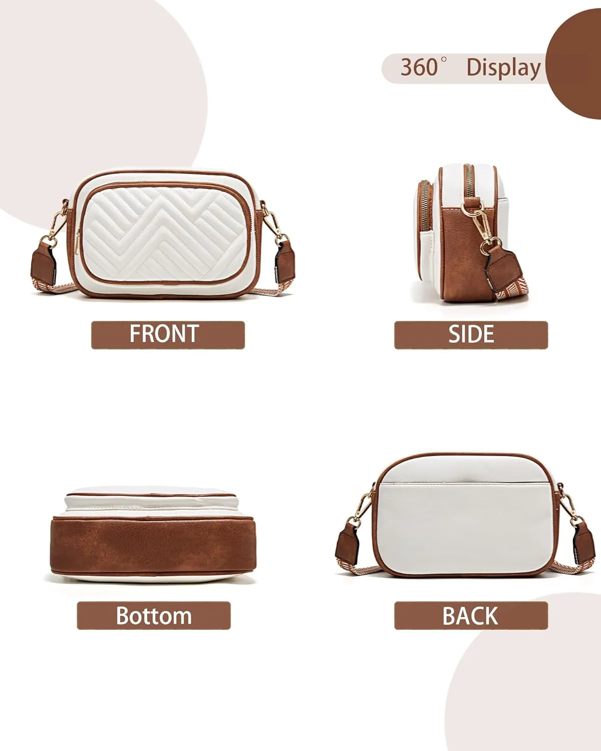 Quilted Crossbody Bags Purse for Women Small Vegan Leather Shoulder Handbags Purses with Two Straps
