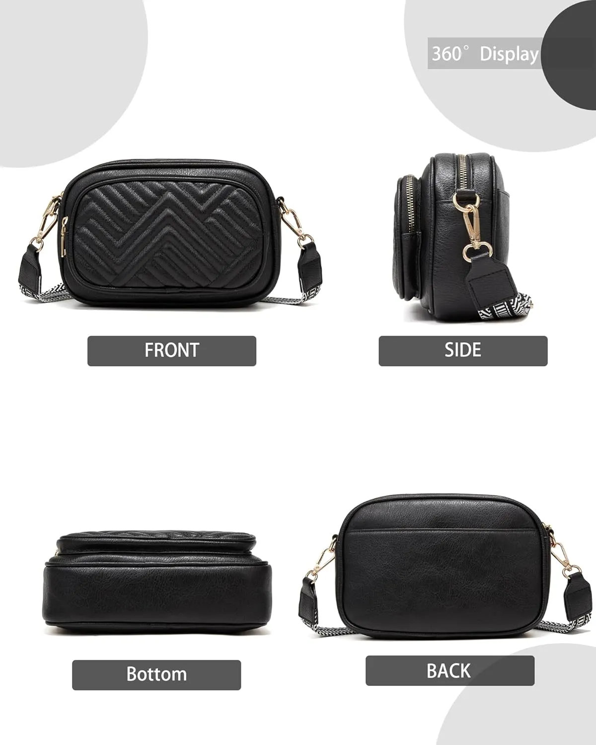 Quilted Crossbody Bags Purse for Women Small Vegan Leather Shoulder Handbags Purses with Two Straps