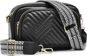 Quilted Crossbody Bags Purse for Women Small Vegan Leather Shoulder Handbags Purses with Two Straps