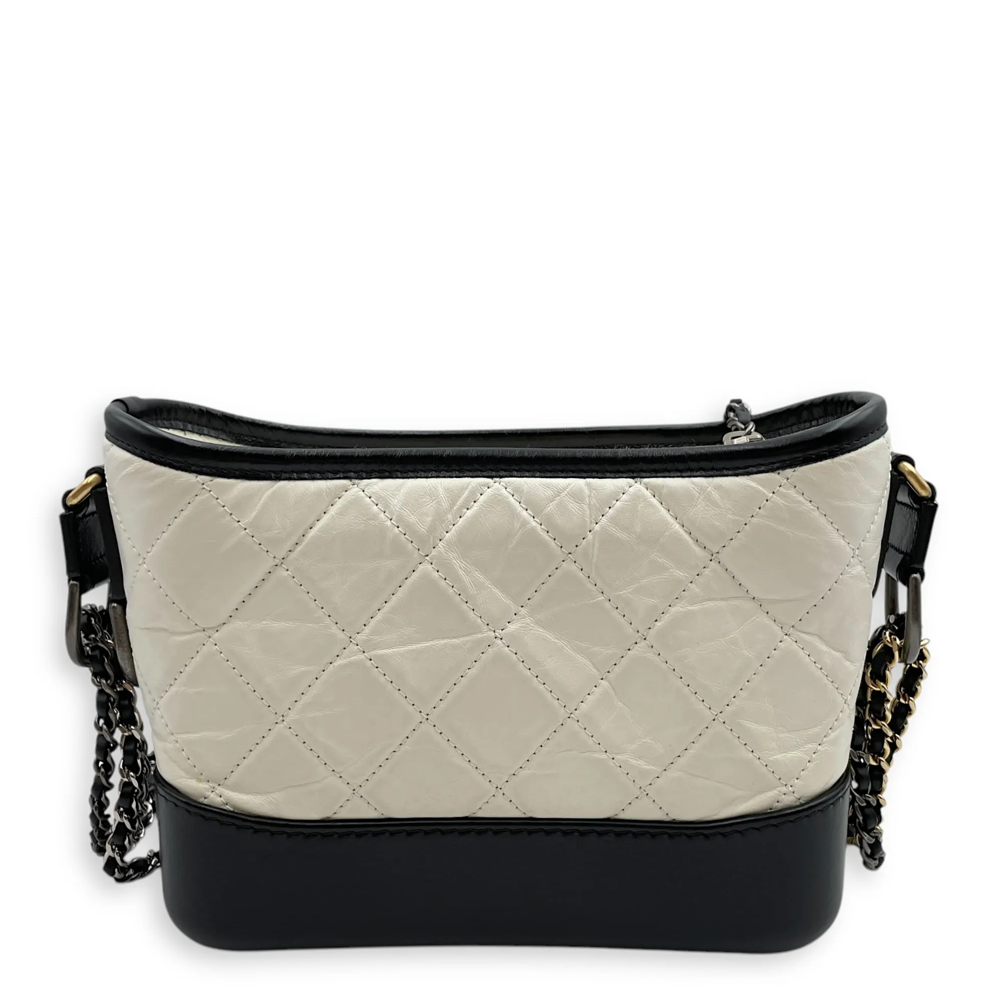 Quilted Gabrielle Small Multi-colour Shoulder Bag in Distressed Leather, 3-Tone hardware