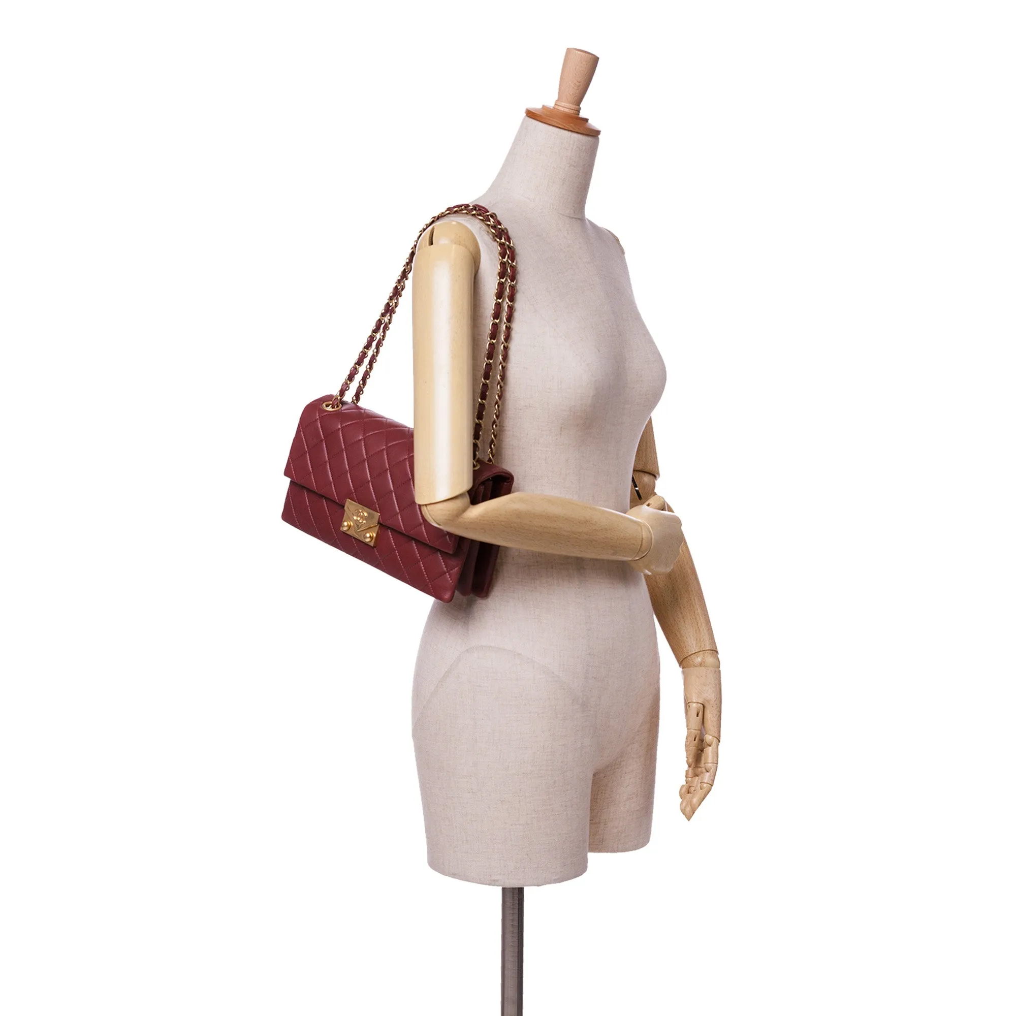 Quilted Lambskin Pagoda Accordion Flap