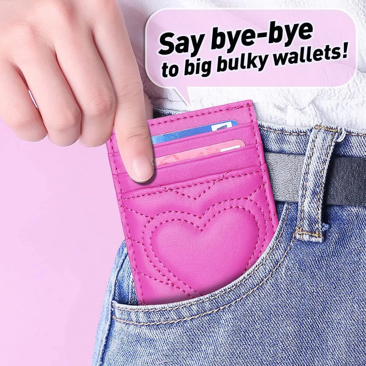 Quilted Leather Card Holder Wallet with RFID Blocking - Gifts for Teenage Girls and Women
