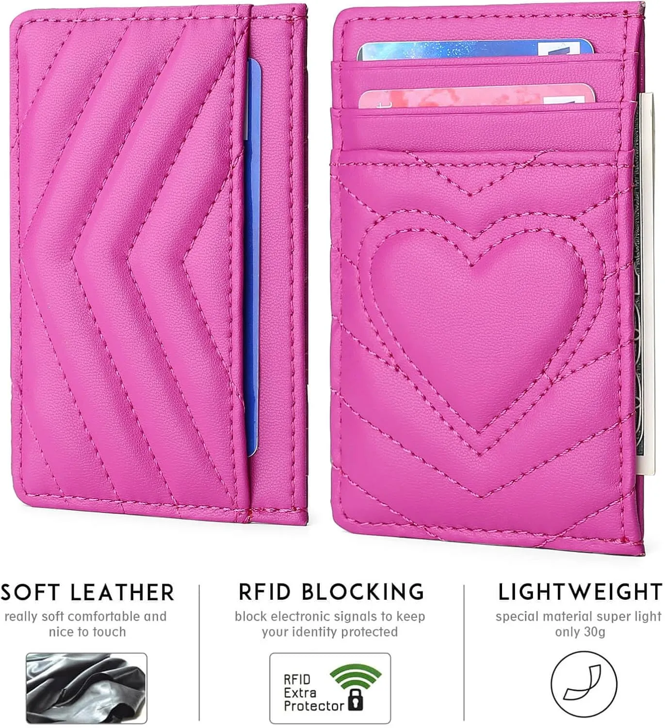 Quilted Leather Card Holder Wallet with RFID Blocking - Gifts for Teenage Girls and Women