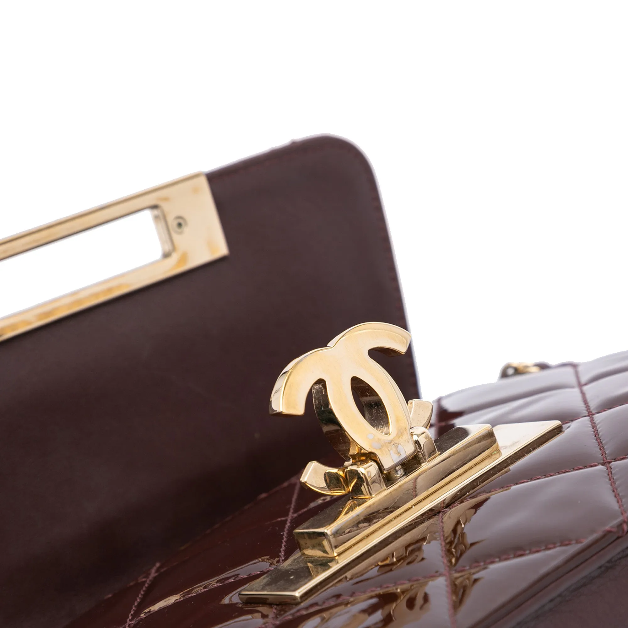 Quilted Patent Golden Class Accordion Flap Shoulder Bag