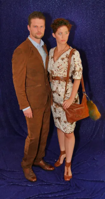 "No-Animal" Cowhide Fur Dress and Leather Belt