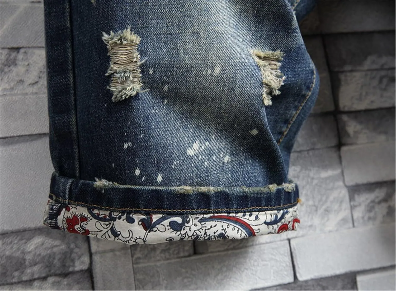 QZH.DUAO Men's Ripped Denim Shorts & Jeans Summer Casual Classic Straight Distressed Ripped Short Jeans