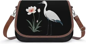 Red-crowned Crane Women's Crossbody Bags PU Leather Bag Handbags Mini Shoulder Bag Messenger Bag