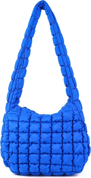 Rejolly Puffer Quilted Shoulder Bag for Women Puffy Bubble Tote Bag Lightweight Nylon Handbag Padded Soft Purse
