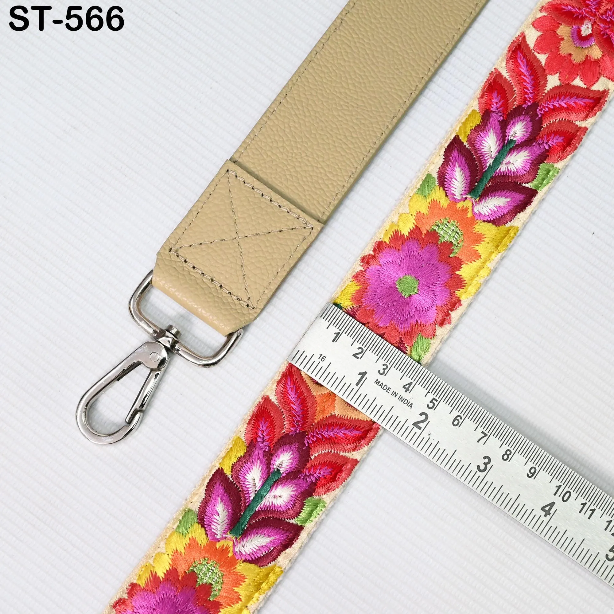 Replacement Leather  Crossbody Strap Handbag Boho Bag Strap Camera Strap Purses Embroidery Pale Taupe Adjustable Strap Christmas Gift Sister