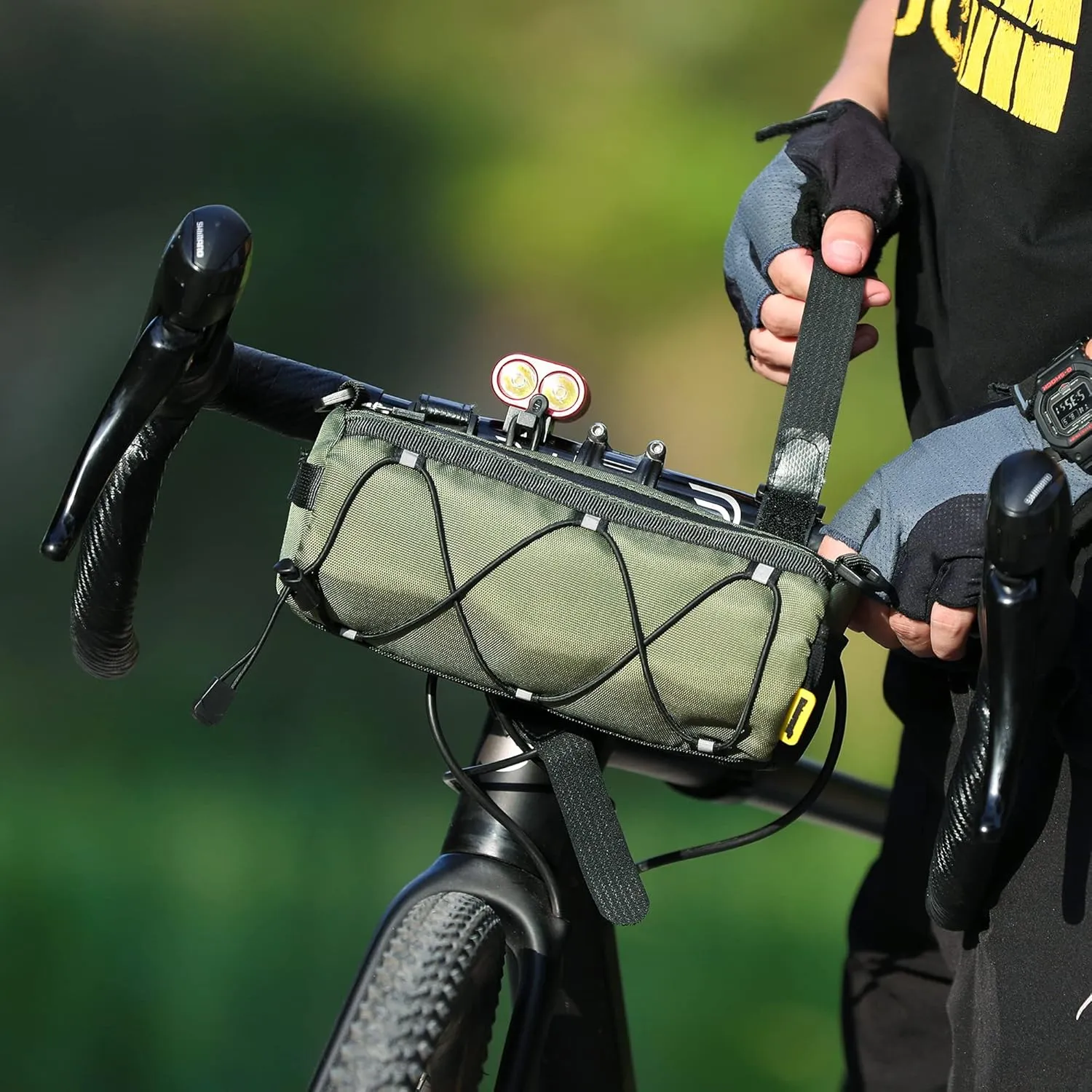 Rhinowalk Bike Handlebar Bag, Bicycle Front Bag Shoulder Bag Storage Bag with Shoulder Strap for Road Mountain Bike Cycling Travel