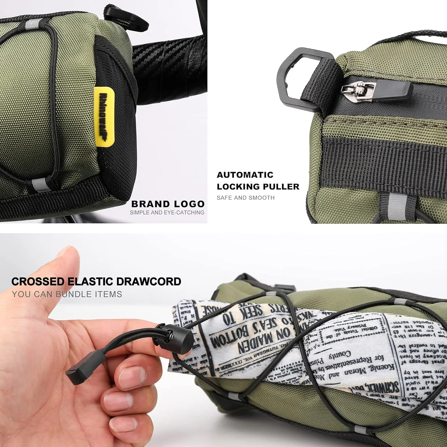Rhinowalk Bike Handlebar Bag, Bicycle Front Bag Shoulder Bag Storage Bag with Shoulder Strap for Road Mountain Bike Cycling Travel