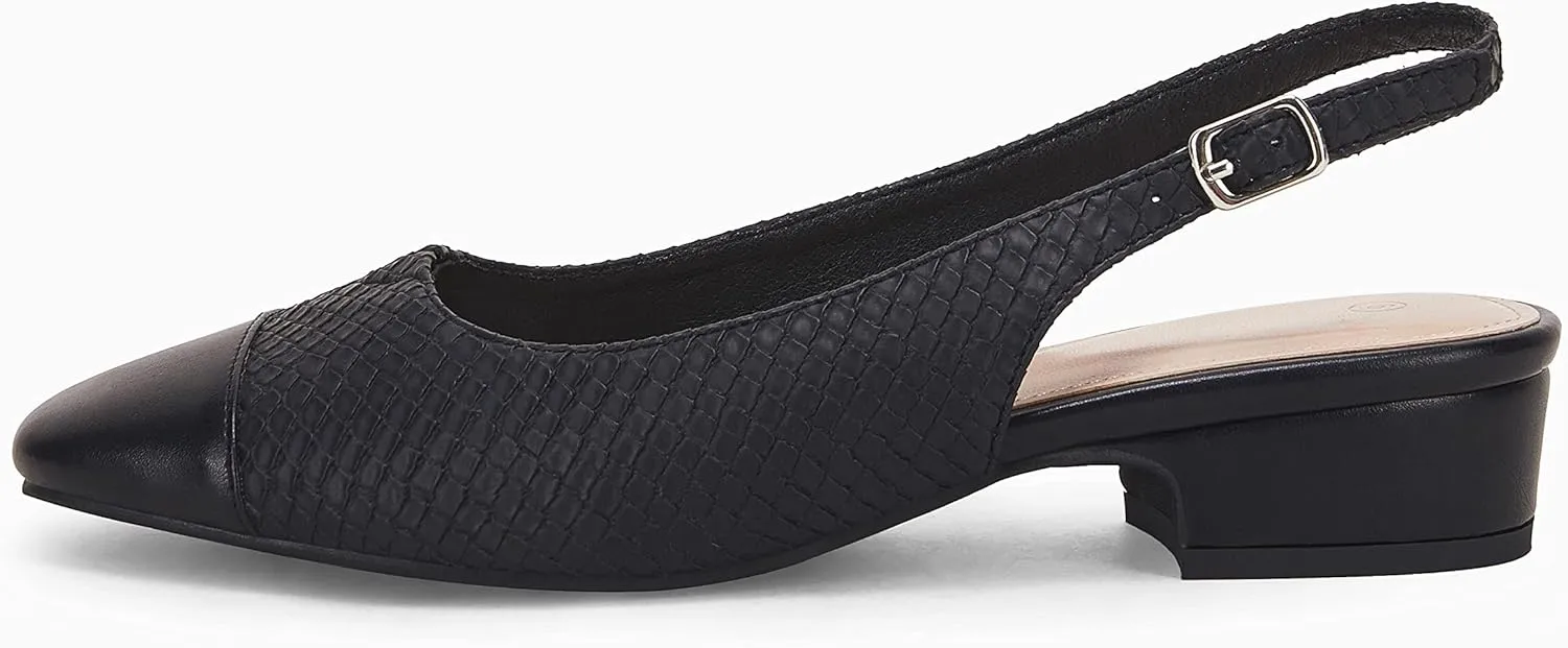 Rilista Women's Slingback Low Heels Closed Toe Chunky Block Heel Comfortable Office Dress Pumps Shoes