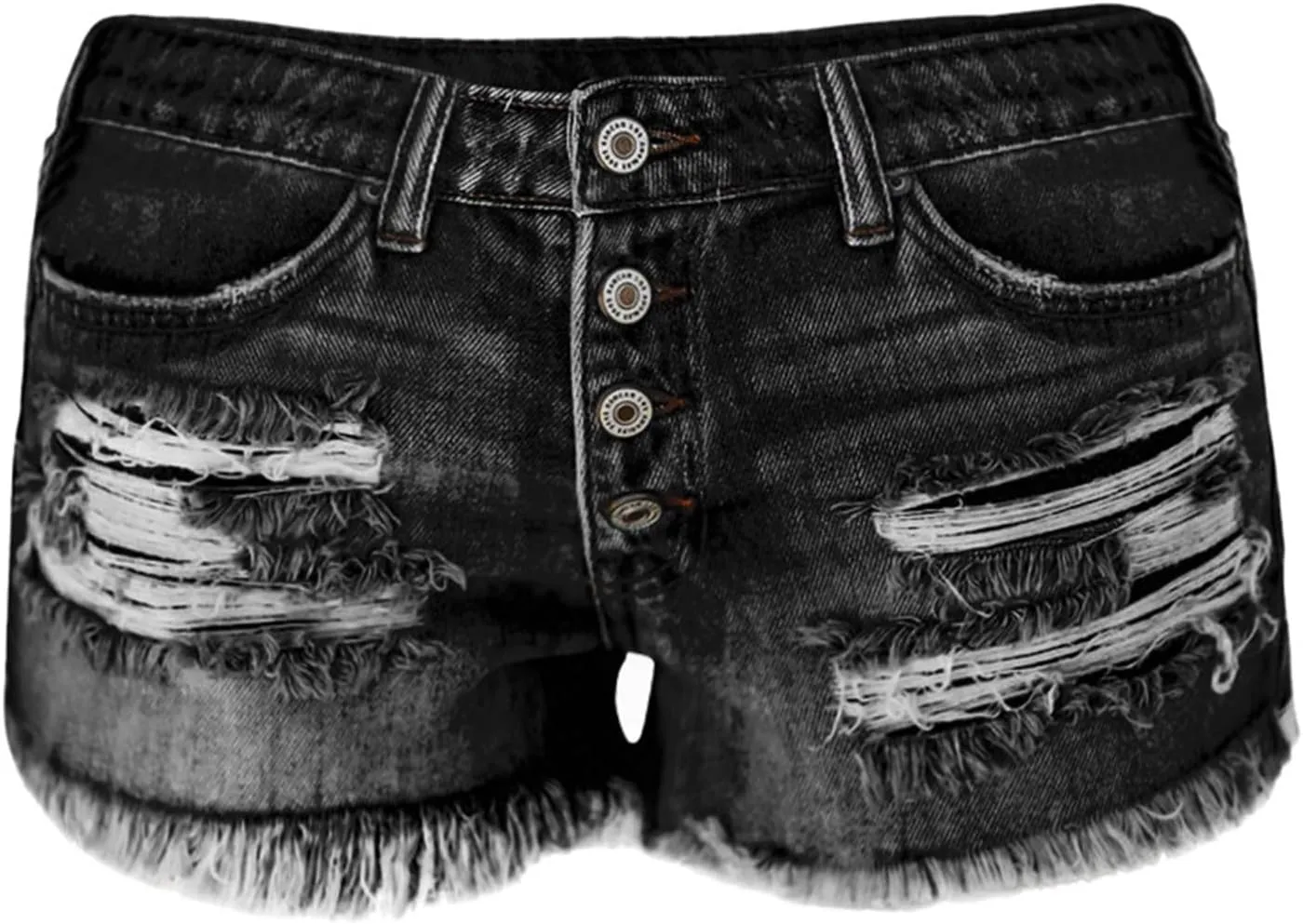 Ripped Jean Shorts Womens High Waisted Stretchy Distressed Denim Shorts Frayed Hem Cut Off Jeans Short with Pockets