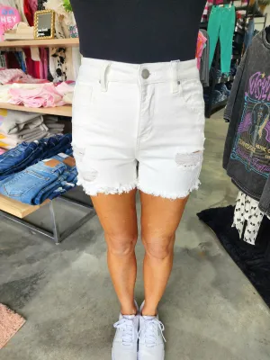 Risen TC High Rise Distressed Denim Shorts