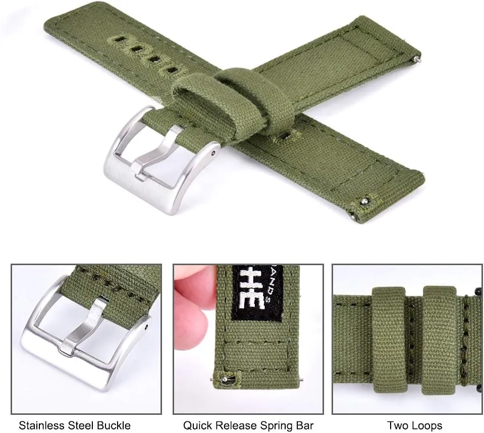 Ritche Christmas Gift Canvas Quick Release Watch Band 18mm 20mm 22mm 24mm Replacement Watch Straps for Men Women, White Elephant Gifts, Stocking Stuffers for Men