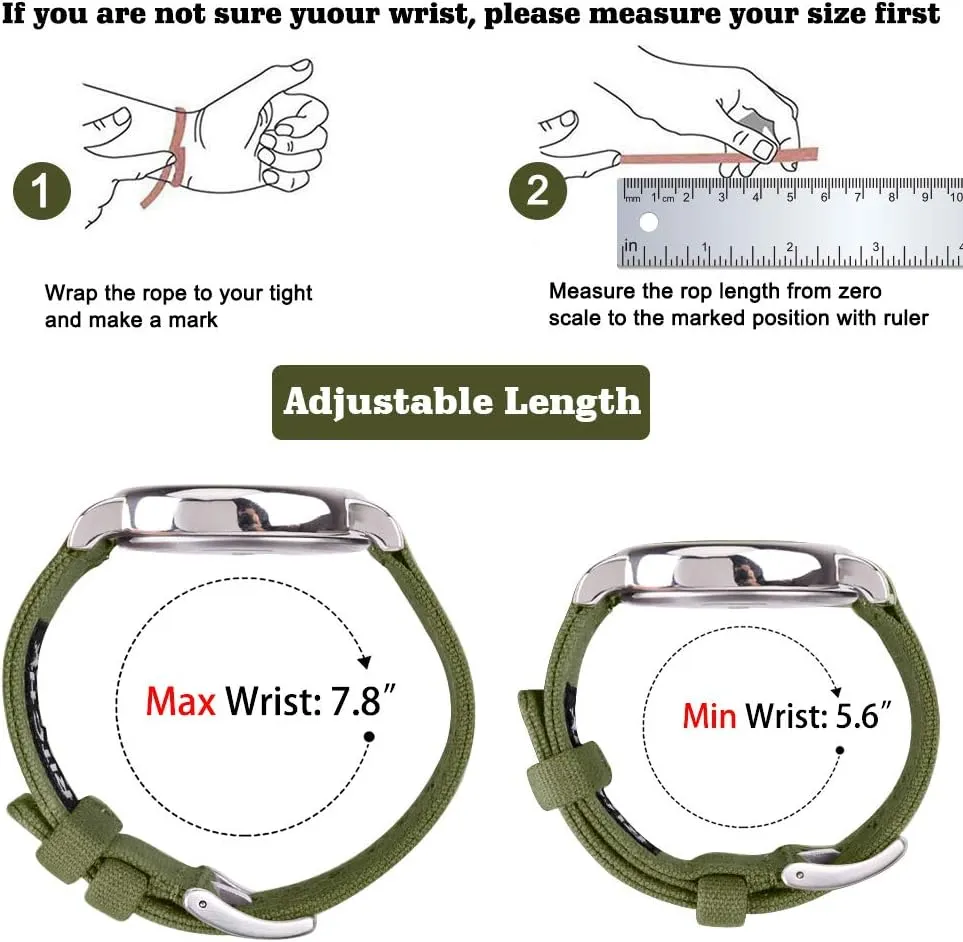 Ritche Christmas Gift Canvas Quick Release Watch Band 18mm 20mm 22mm 24mm Replacement Watch Straps for Men Women, White Elephant Gifts, Stocking Stuffers for Men