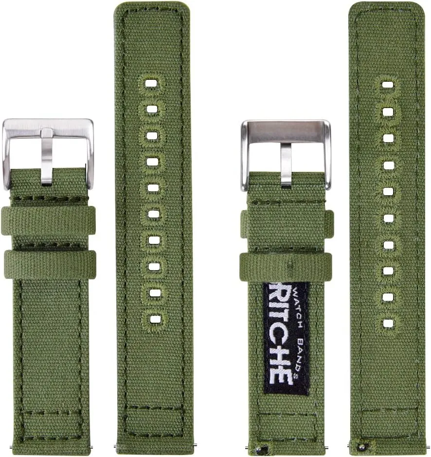 Ritche Christmas Gift Canvas Quick Release Watch Band 18mm 20mm 22mm 24mm Replacement Watch Straps for Men Women, White Elephant Gifts, Stocking Stuffers for Men