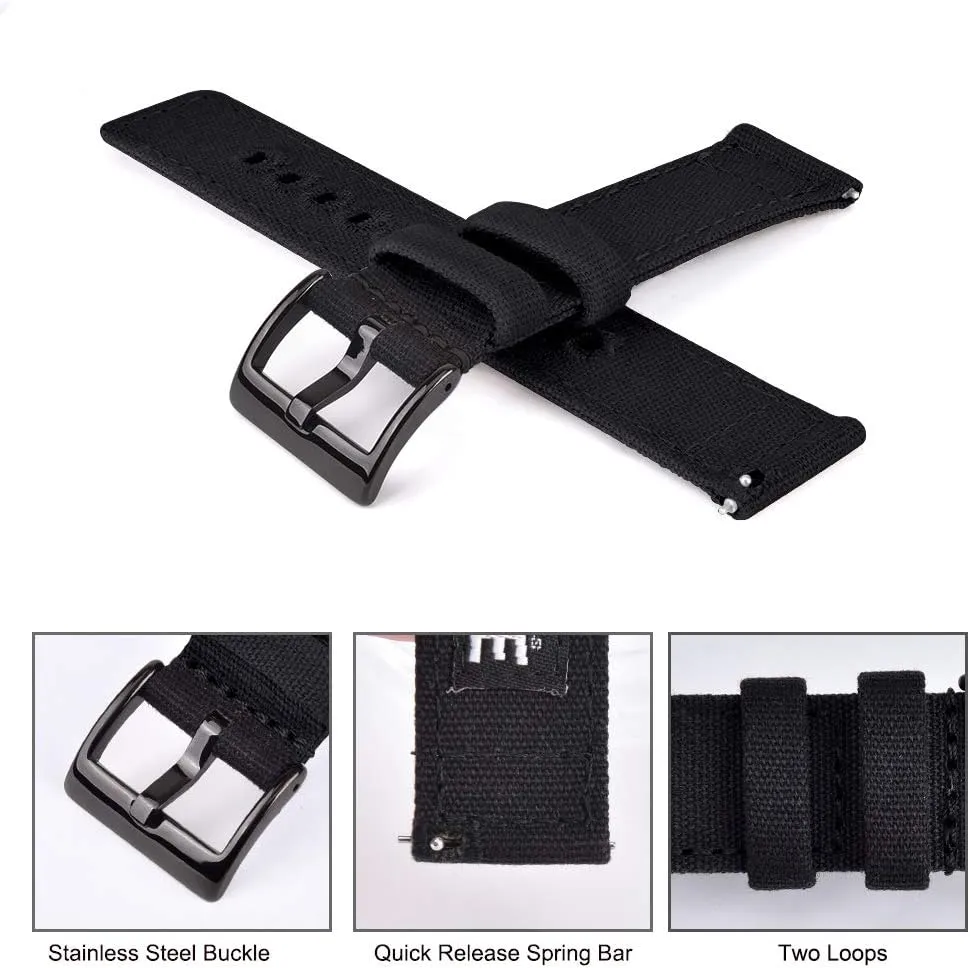 Ritche Christmas Gift Canvas Vintage Quick Release Watch Band 18mm 20mm 22mm 24mm Replacement Watch Straps for Men Women, White Elephant Gifts, Stocking Stuffers for Men, Father's Day gifts