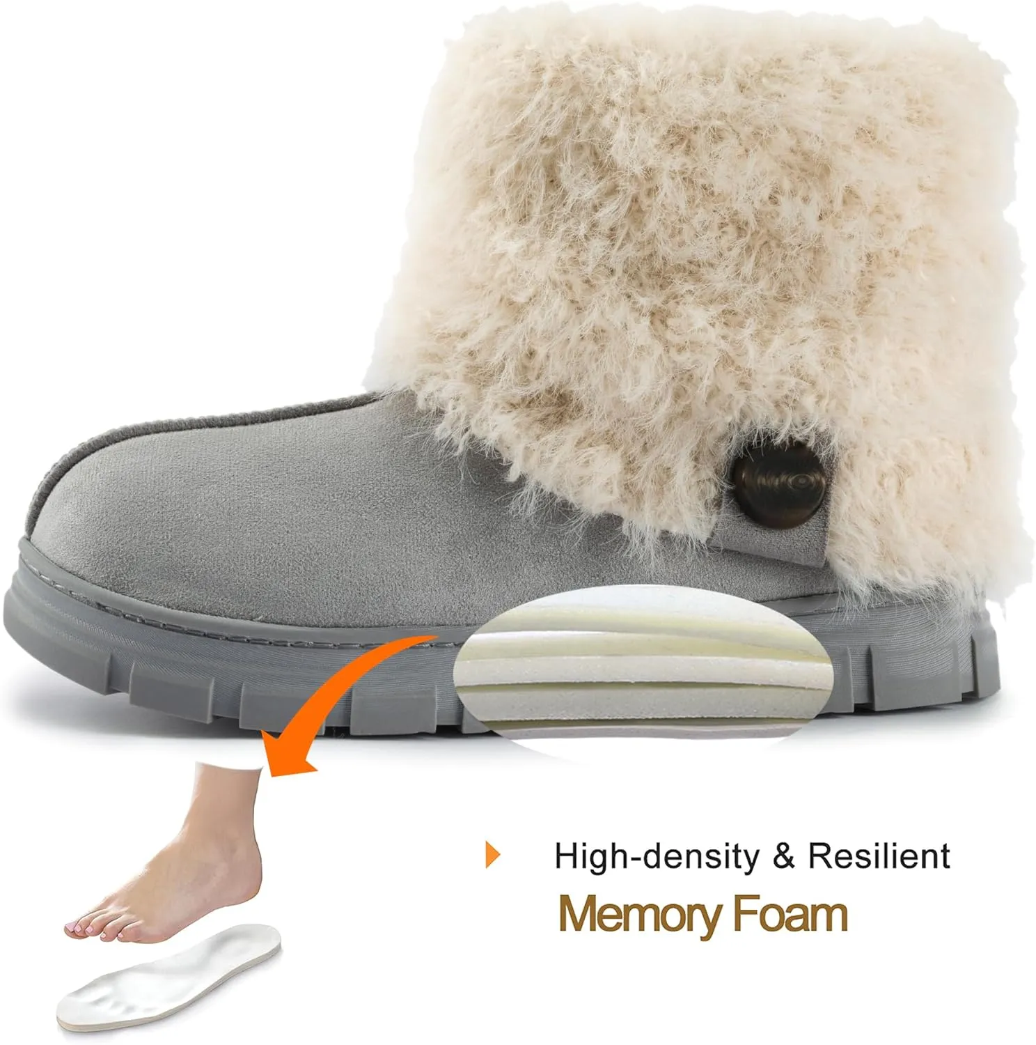 RockDove Women’s Drape Faux Fur Hardsole Bootie