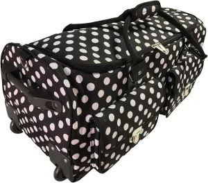 Rolling Craft Bag 2.0 - Rolling Tote Bag & Scrapbook Storage Organizer for Craft Machines & Supplies, Black with White Polka Dots